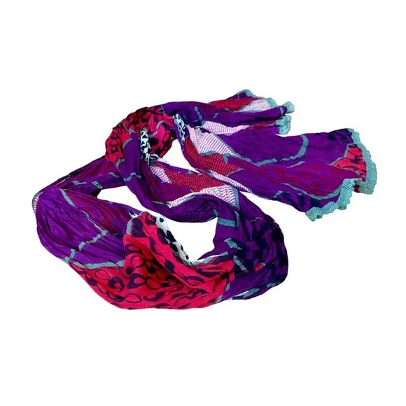 Vintage Multicoloured Printed Scarf - Picture 4 of 6